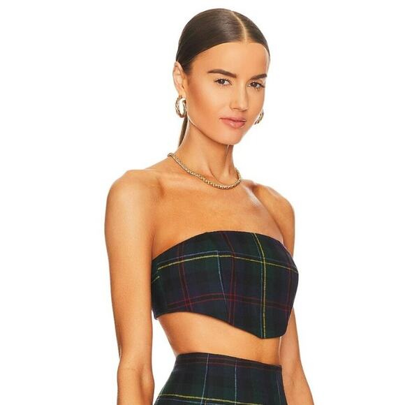 Ronny Kobo Nora Strapless Top Blue Tartan-Size XS NWOT - Picture 2 of 8